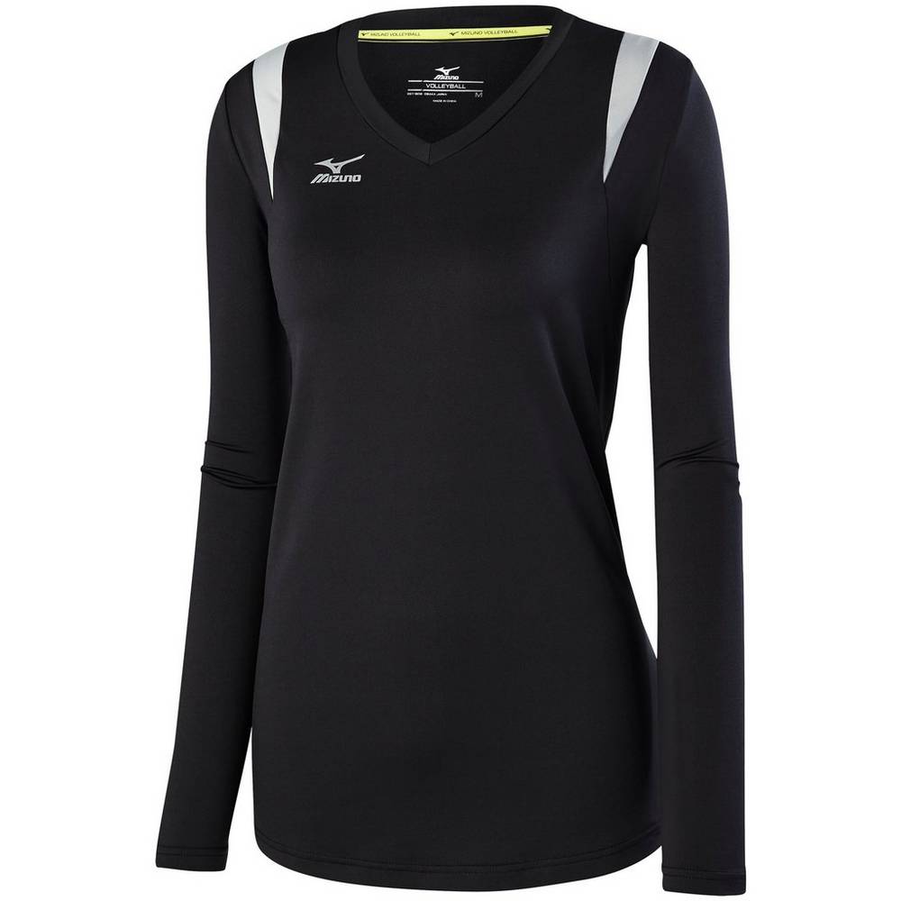 Mizuno Women's Balboa 5.0 Long Sleeve Volleyball Jersey Black/Silver (440645-MFC)